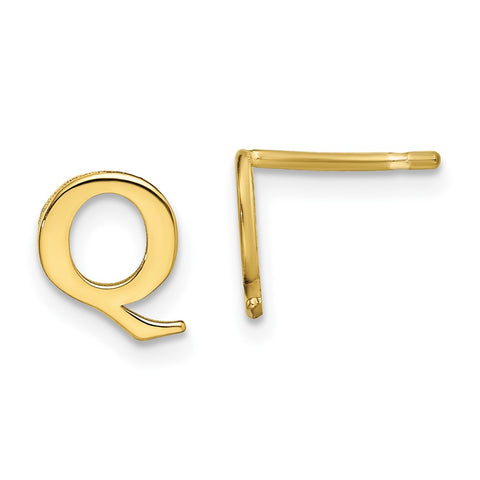 10KY Polished Initial Letter Q Post Earrings-WBC-10XNE46Y/Q