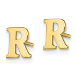 10KY Polished Initial Letter R Post Earrings-WBC-10XNE46Y/R