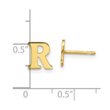 10KY Polished Initial Letter R Post Earrings-WBC-10XNE46Y/R
