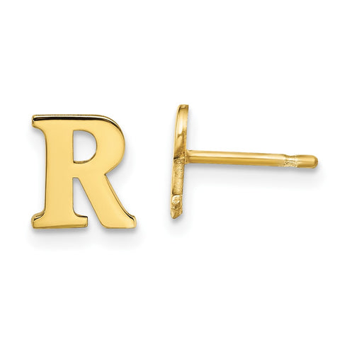 10KY Polished Initial Letter R Post Earrings-WBC-10XNE46Y/R