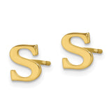 10KY Polished Initial Letter S Post Earrings-WBC-10XNE46Y/S