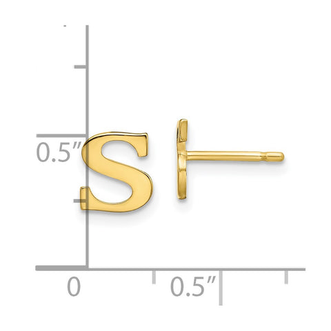 10KY Polished Initial Letter S Post Earrings-WBC-10XNE46Y/S