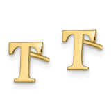 10KY Polished Initial Letter T Post Earrings-WBC-10XNE46Y/T