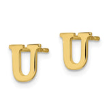 10KY Polished Initial Letter U Post Earrings-WBC-10XNE46Y/U