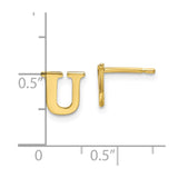 10KY Polished Initial Letter U Post Earrings-WBC-10XNE46Y/U
