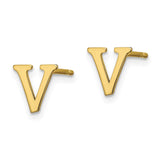 10KY Polished Initial Letter V Post Earrings-WBC-10XNE46Y/V