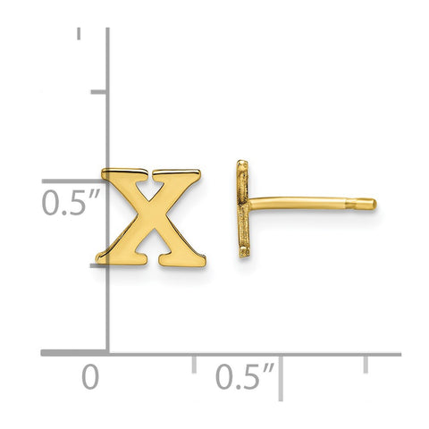 10KY Polished Initial Letter X Post Earrings-WBC-10XNE46Y/X