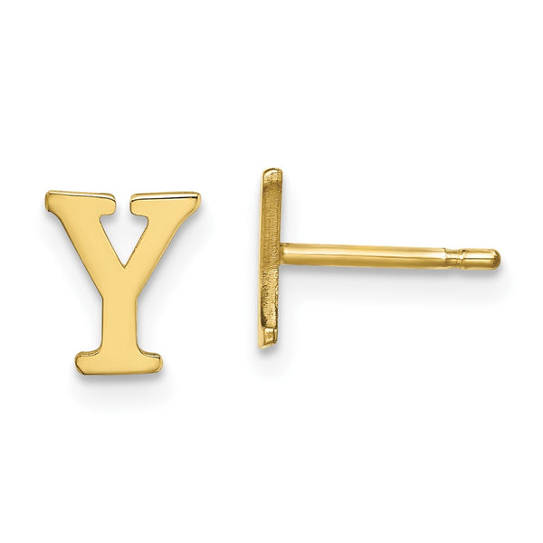 10KY Polished Initial Letter Y Post Earrings-WBC-10XNE46Y/Y