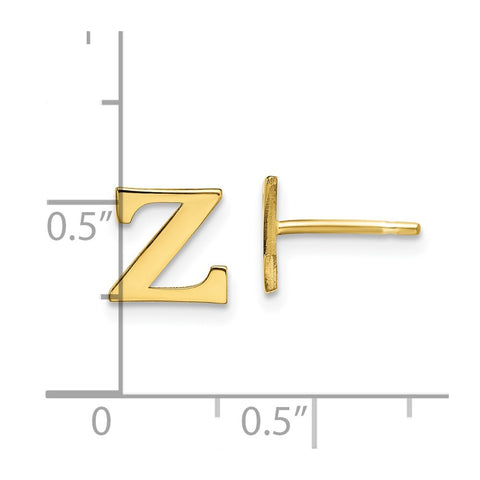10KY Polished Initial Letter Z Post Earrings-WBC-10XNE46Y/Z