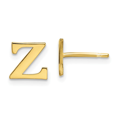 10KY Polished Initial Letter Z Post Earrings-WBC-10XNE46Y/Z