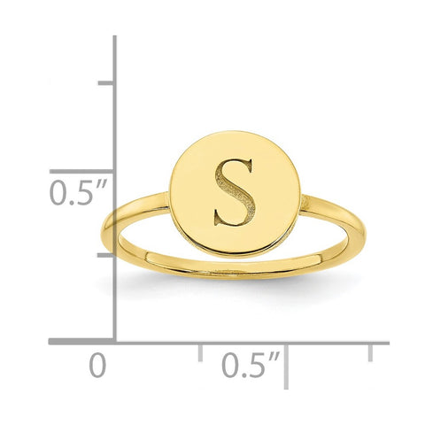 10KY Initial Circle Signet Ring-WBC-10XNR114Y