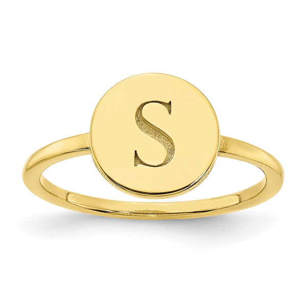 10KY Initial Circle Signet Ring-WBC-10XNR114Y