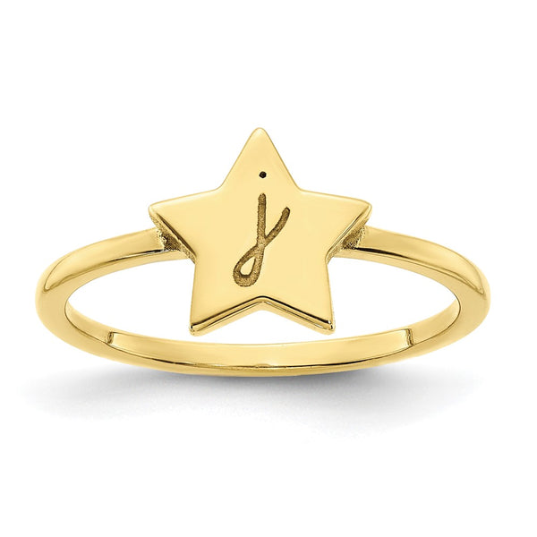 10KY Initial Star Signet Ring-WBC-10XNR116Y