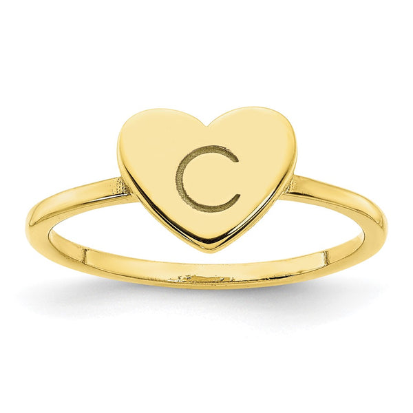 10KY Initial Heart Signet Ring-WBC-10XNR124Y