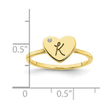 10KY Initial Heart with Diamond Signet Ring-WBC-10XNR125Y