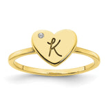 10KY Initial Heart with Diamond Signet Ring-WBC-10XNR125Y