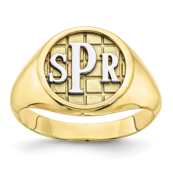 10KY Polished Monogram Signet Ring-WBC-10XNR45Y