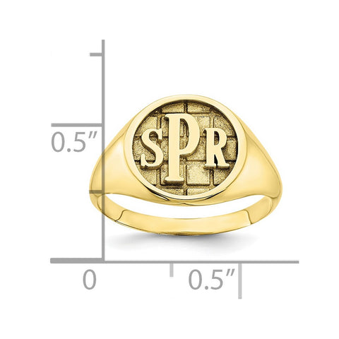 10KY Polished Monogram Signet Ring-WBC-10XNR49Y