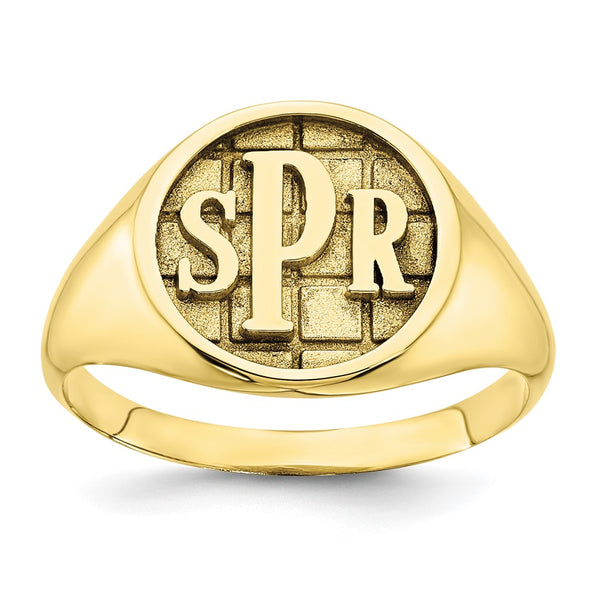 10KY Polished Monogram Signet Ring-WBC-10XNR49Y