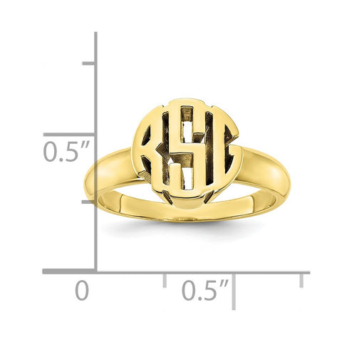 10KY Polished Monogram Signet Ring-WBC-10XNR50Y