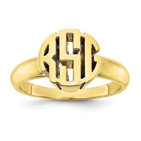 10KY Polished Monogram Signet Ring-WBC-10XNR50Y