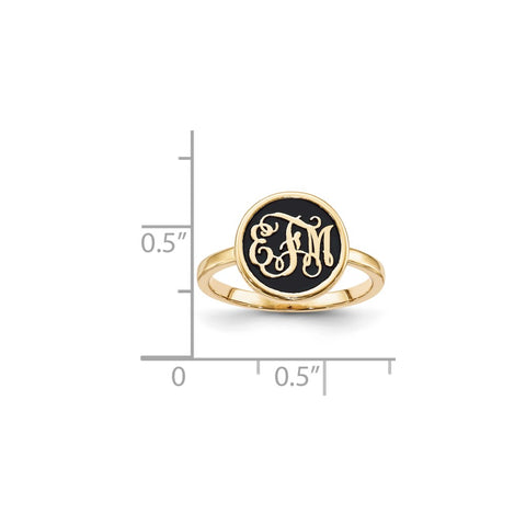 10KY Polished with Antiqued Background Monogram Ring-WBC-10XNR62Y