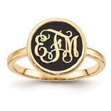 10KY Polished with Antiqued Background Monogram Ring-WBC-10XNR62Y