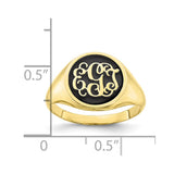 10KY Polished with Antiqued Background Monogram Ring-WBC-10XNR68Y