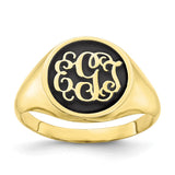 10KY Polished with Antiqued Background Monogram Ring-WBC-10XNR68Y