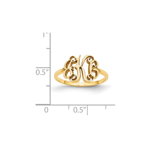 10KY Polished Monogram Ring-WBC-10XNR71Y