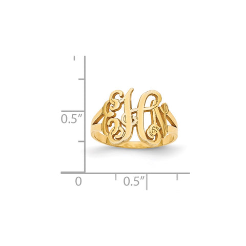 10KY Polished Monogram Ring-WBC-10XNR72Y