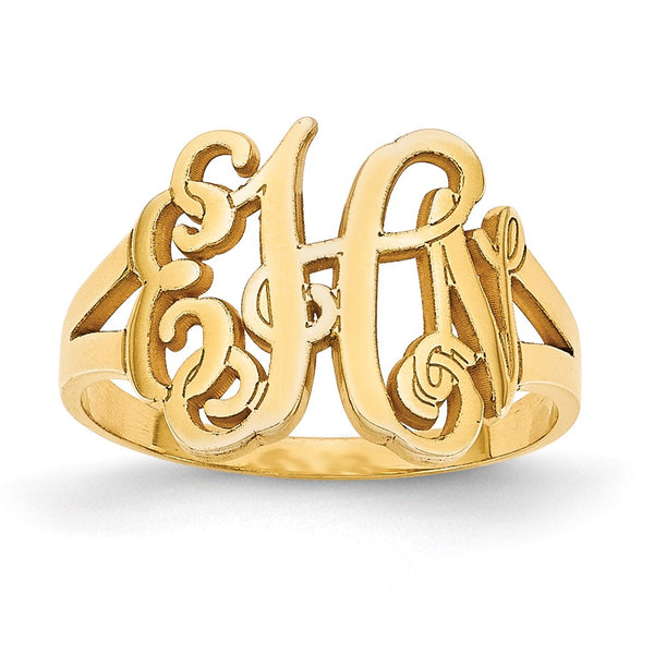 10KY Polished Monogram Ring-WBC-10XNR72Y