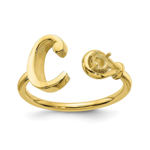 10KY Letter C with Birthstone Ring-WBC-10XNR81CY