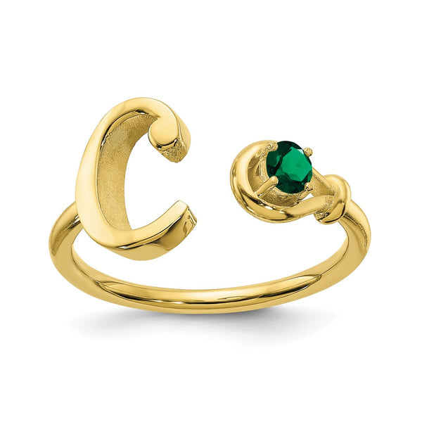 10KY Letter C with Birthstone Ring-WBC-10XNR81CY