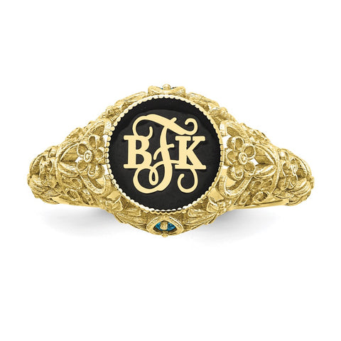 10KY Filigree with 1.5mm Birthstones Monogram Ring-WBC-10XNR82Y