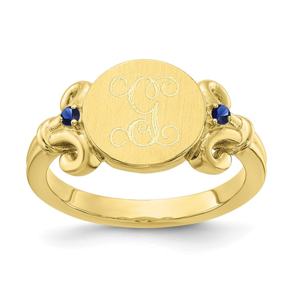 10K Fancy Initial with Crsytal Birthstones Ring-WBC-10XNR84Y