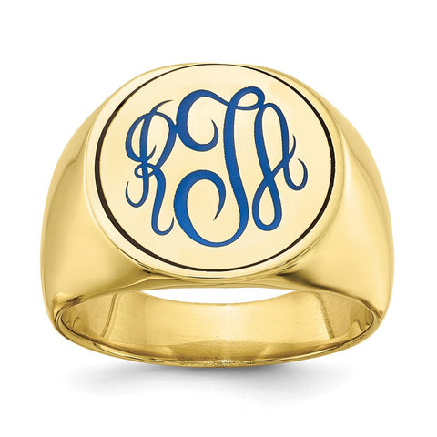 10KY Round with Engravable Top Signet Ring-WBC-10XNR86Y