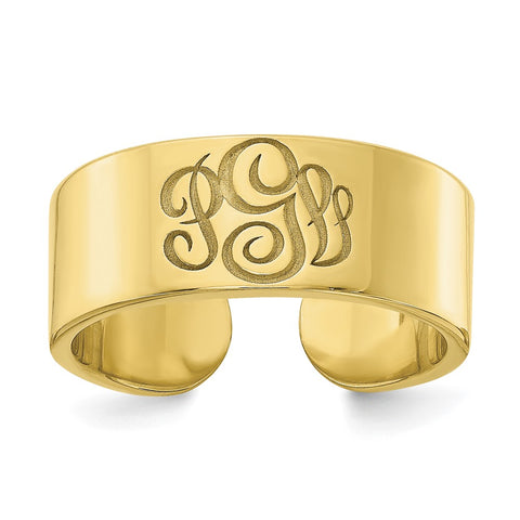 10KY Polished Cigar Style Monogram Ring-WBC-10XNR92Y