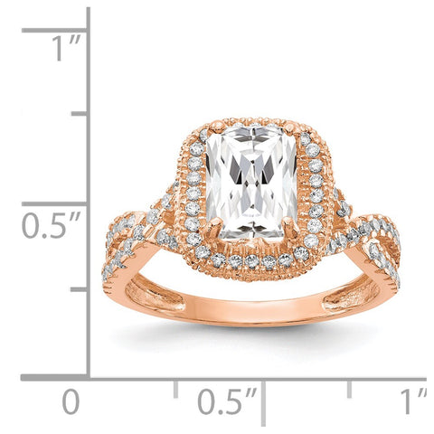 10K Tiara Collection Rose Gold Polished CZ Ring-WBC-10YC382R