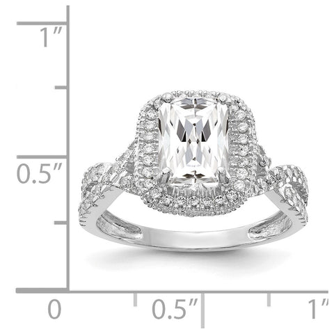 10K Tiara Collection White Gold Polished CZ Ring-WBC-10YC382W