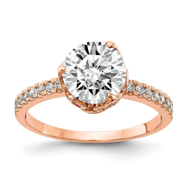 10K Tiara Collection Rose Gold Polished CZ Ring-WBC-10YC385R