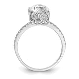 10K Tiara Collection White Gold Polished CZ Ring-WBC-10YC385W