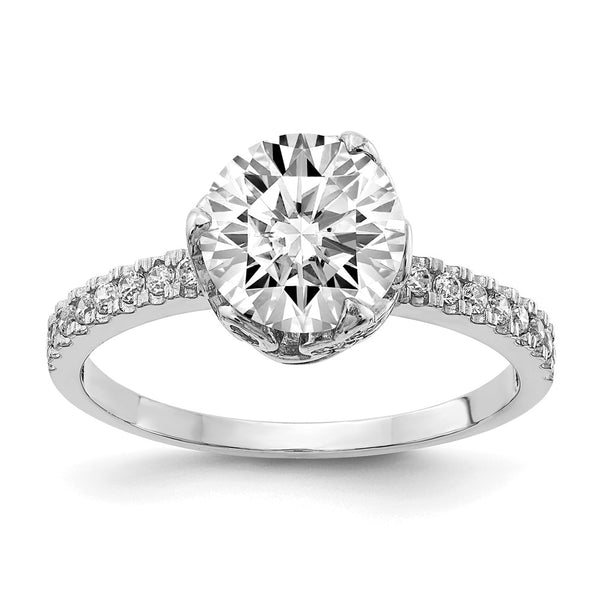 10K Tiara Collection White Gold Polished CZ Ring-WBC-10YC385W