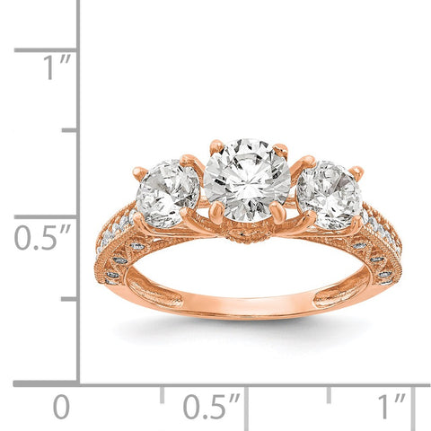 10K Tiara Collection Rose Gold Polished CZ Ring-WBC-10YC388R