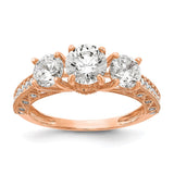 10K Tiara Collection Rose Gold Polished CZ Ring-WBC-10YC388R