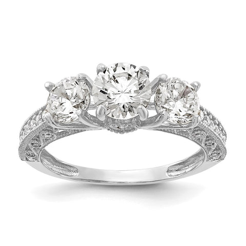 10K Tiara Collection White Gold Polished CZ Ring-WBC-10YC388W