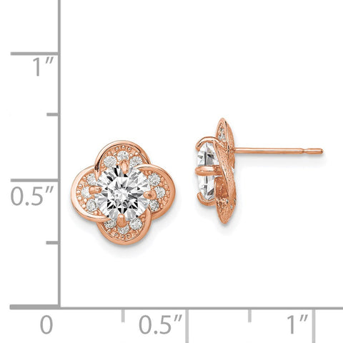 10K Tiara Collection Rose Gold Polished CZ Post Earrings-WBC-10YC389R