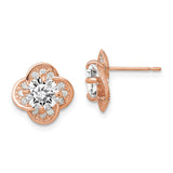 10K Tiara Collection Rose Gold Polished CZ Post Earrings-WBC-10YC389R