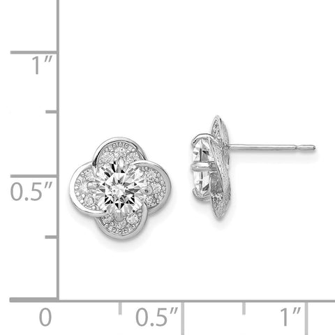 10K Tiara Collection White Gold Polished CZ Post Earrings-WBC-10YC389W