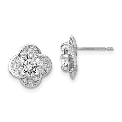10K Tiara Collection White Gold Polished CZ Post Earrings-WBC-10YC389W